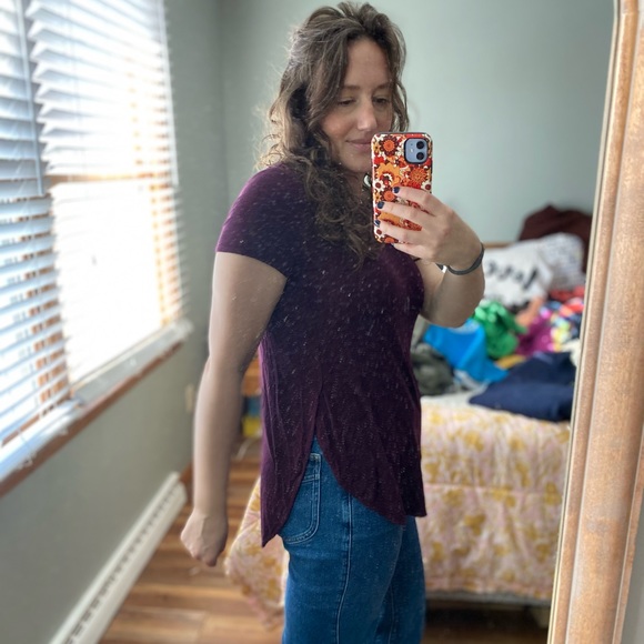 American Eagle Purple Ribbed Tee - Picture 2 of 4